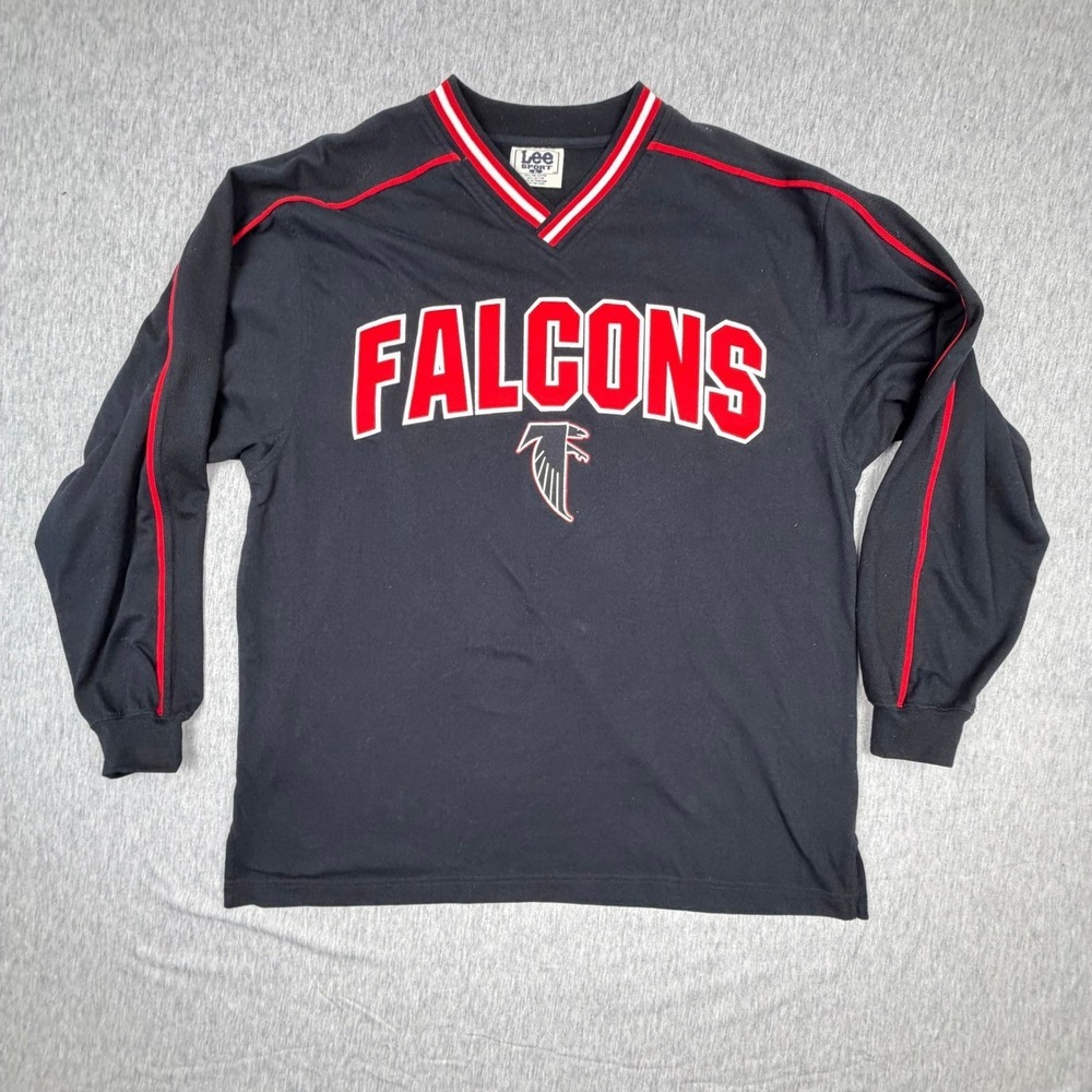 Vintage Lee Sport Atlanta Falcons Long‎ Sleeve Shirt Black Red Mens XL NFL